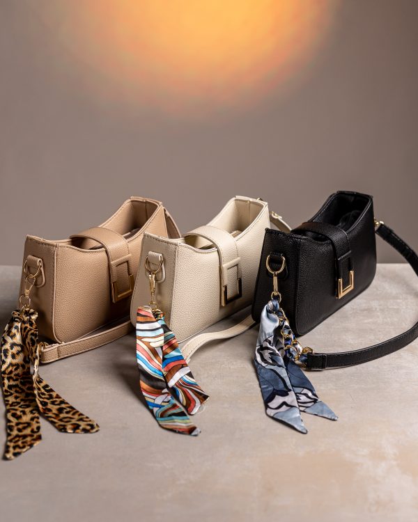 Leather Bag with satin scarf