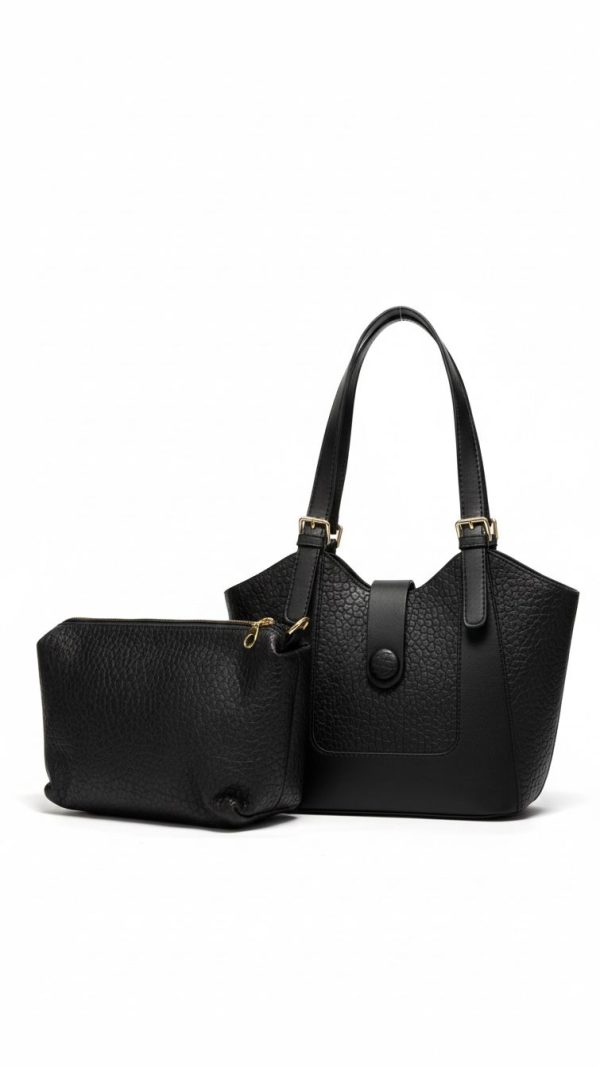 Leather bag with button